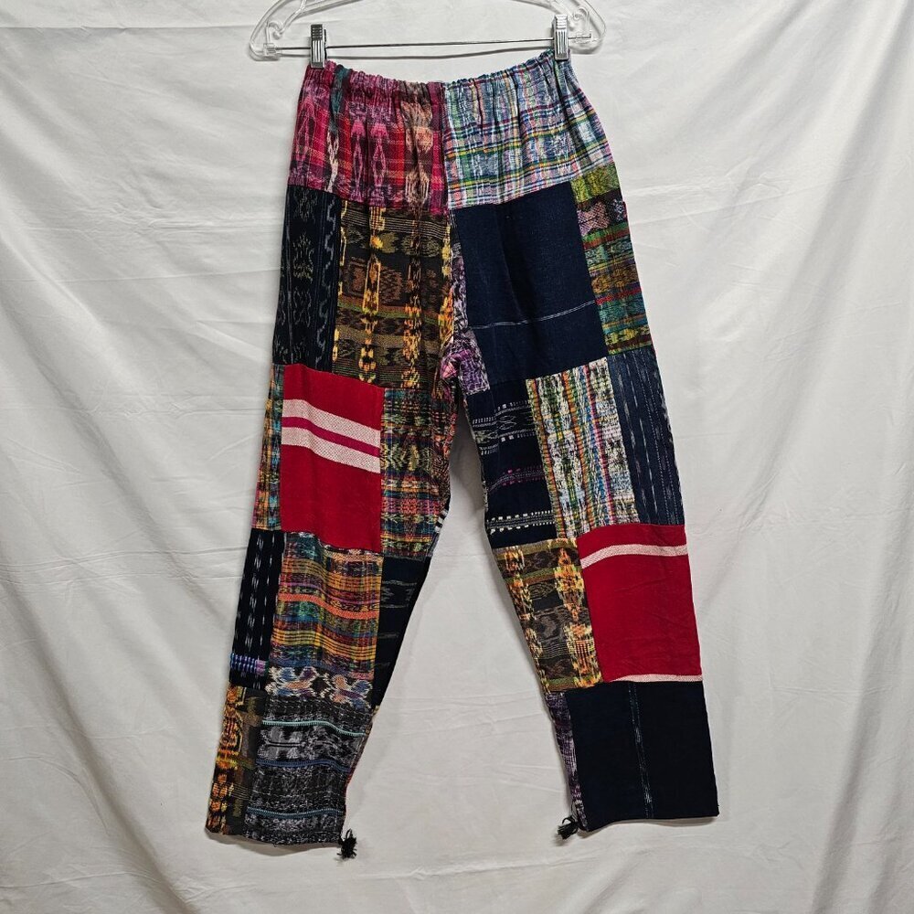 Guatemalan Boho Uniq Multicolor Multipattern Unisex Pants Woven Artsy Embroidery - Picture 9 of 15